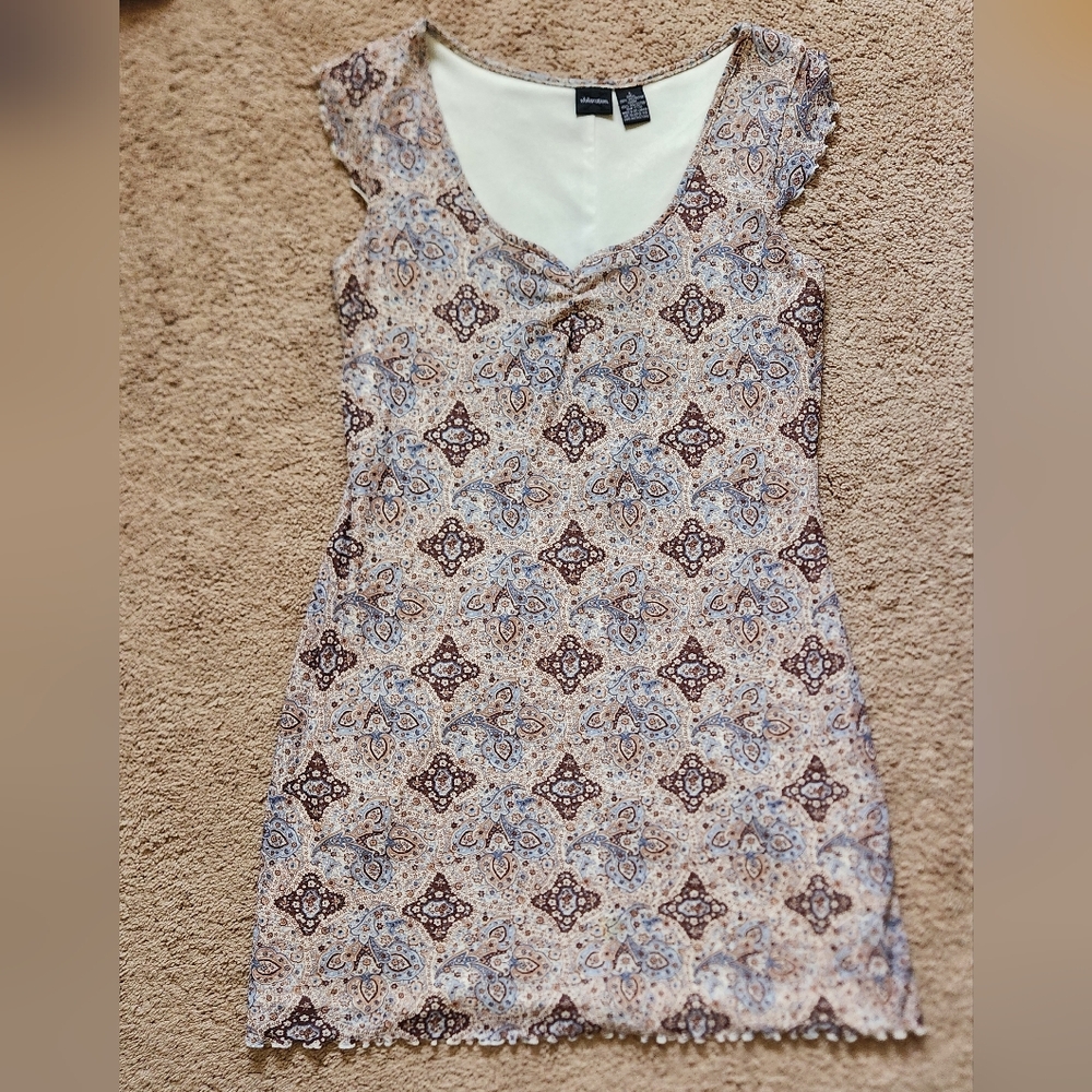 vtg Sweetheart babydoll grunge goth y2k 90s paisley mesh mesh lined dress large